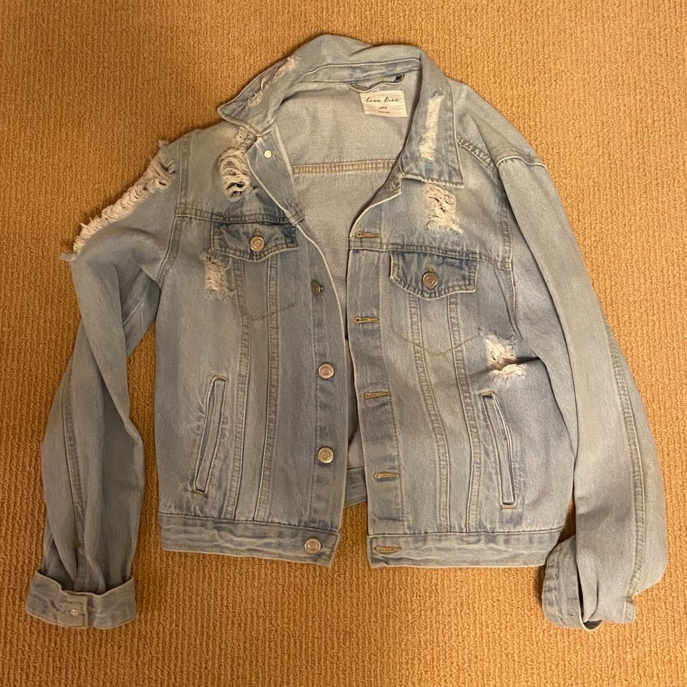 Love Tree Distressed Denim Jacket